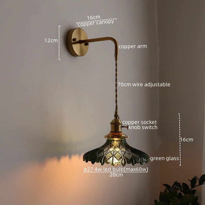 Afralia™ LED Wall Lamp Glass Copper Arandelas Para Parede Retro Style for Living Room