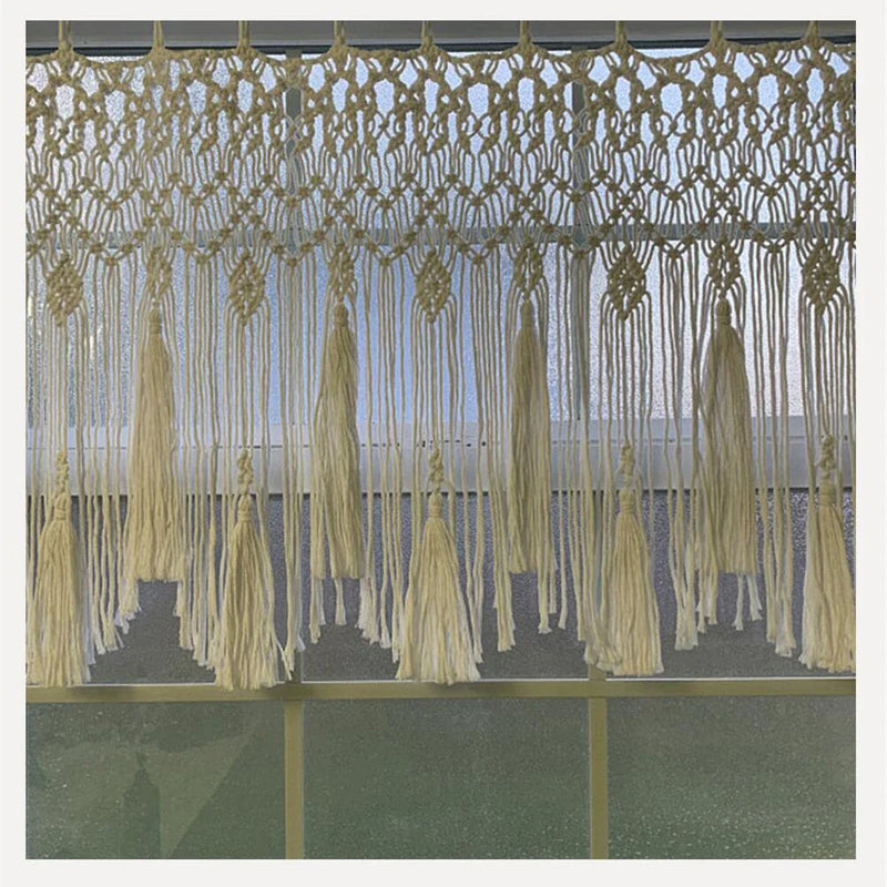 Afralia™ Handwoven Macrame Window Curtain Tapestry with Tassels