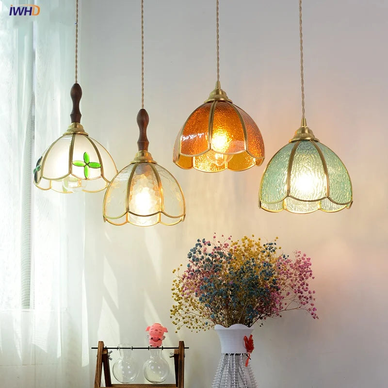 Afralia™ Copper Wire Glass Pendant Lamp Adjustable Vintage Style for Coffee Bar & Aisle