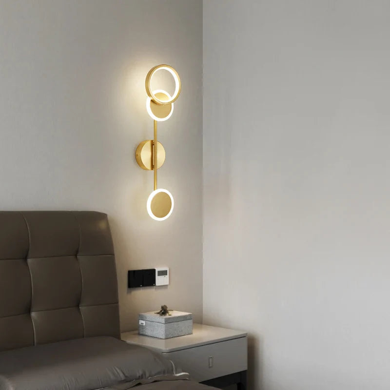 Afralia™ Modern LED Copper Wall Lamp for Living Room, Bedroom, Balcony - Black Finish