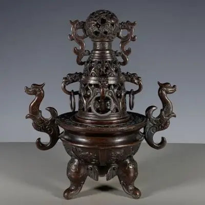 Afralia™ Purple Copper Elephant Foot Incense Burner - Antique Artifacts Collection