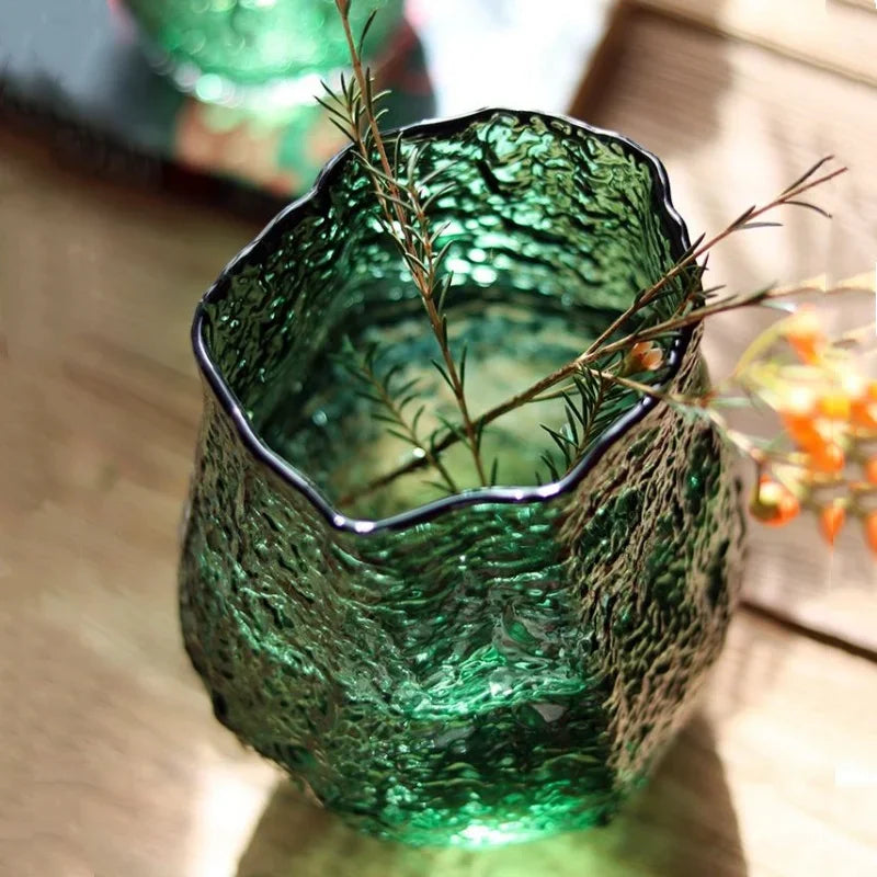 Afralia™ Green Transparent Glass Vase for Flower Arrangement & Home Decor