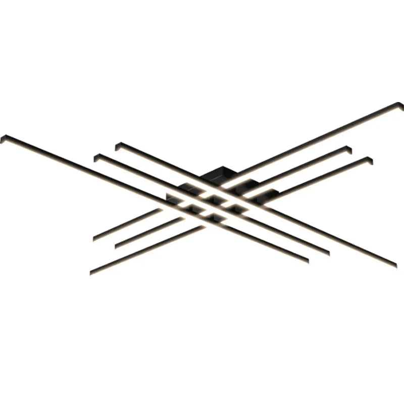 Afralia™ Modern Black Line Ceiling Chandelier LED Strip Lights