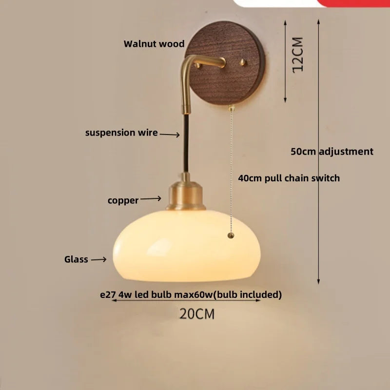 Afralia™ Nordic Walnut Wood LED Wall Lamp for Modern Living Spaces