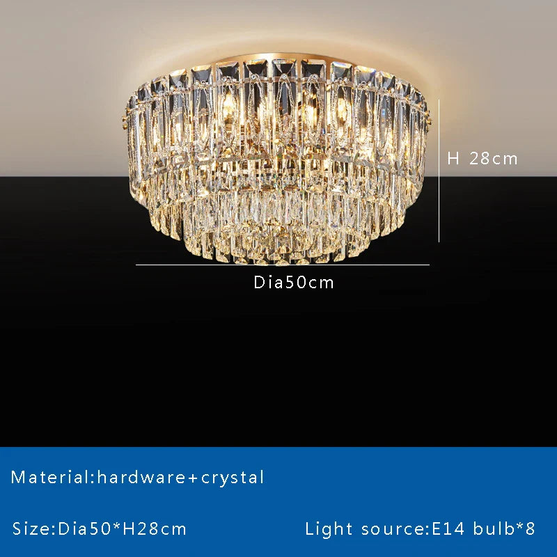 Afralia™ Crystal Round Ceiling Lamp - Nordic Luxury Home Decor Luxe Chandelier