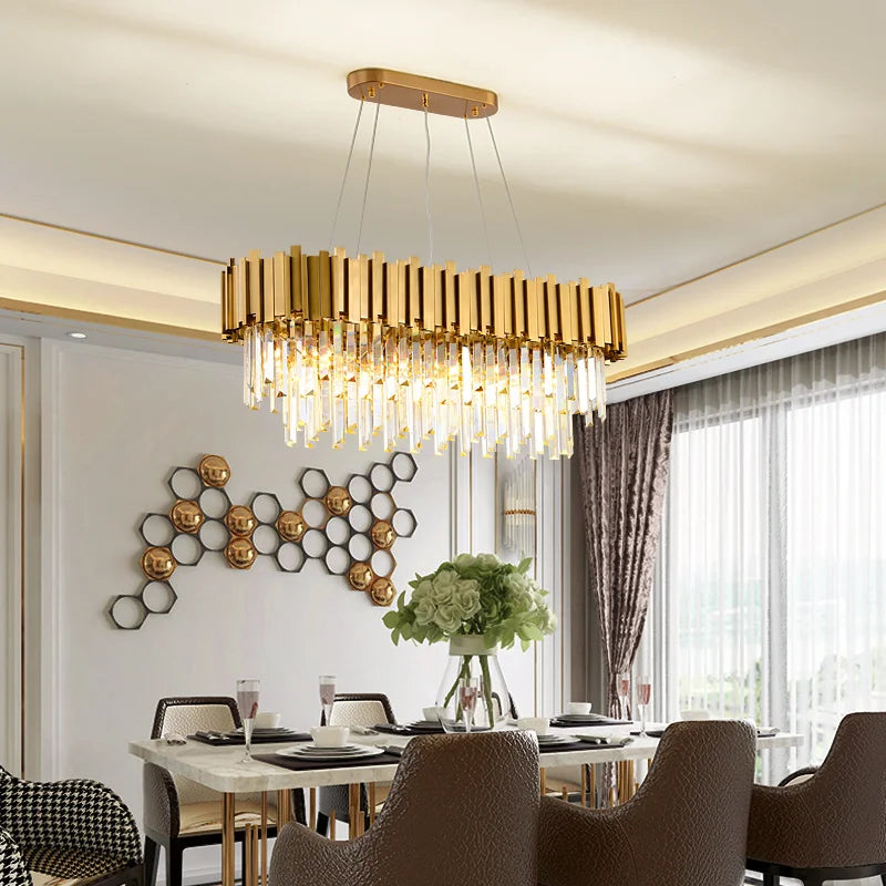 Afralia™ Stainless Steel Crystal Chandelier for Duplex Building, Hotel, Club and Living Room