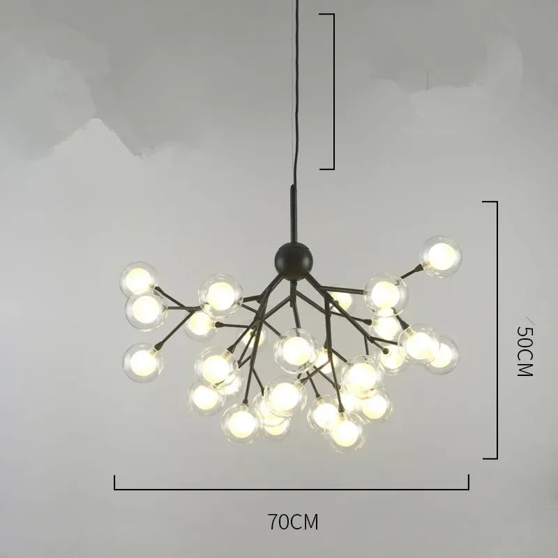 Afralia™ Heracleum Firefly Glass Round Ball Chandelier - Luxury Staircase Dining Room Lighting
