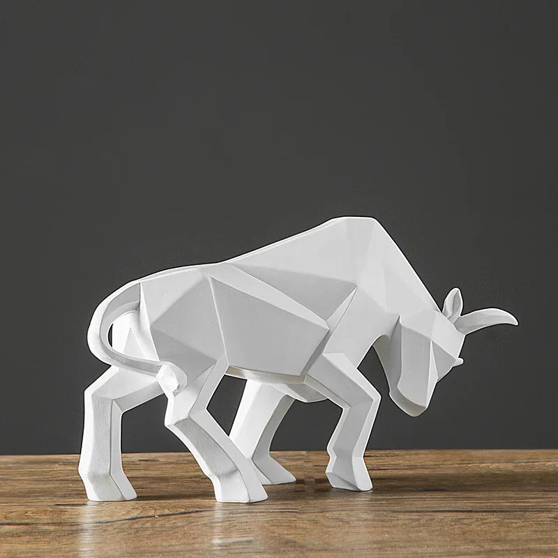 Afralia™ Geometric Bull Sculpture - Modern Home Decor, Office, Living Room Ornament