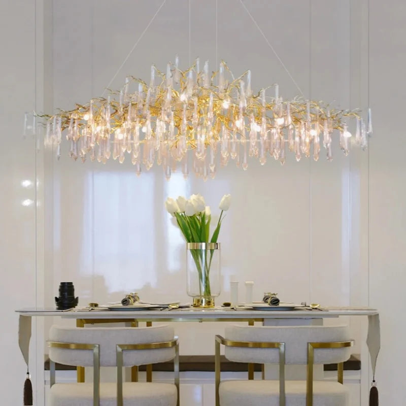 Afralia™ Crystal Chandelier - Modern Retro Pendant Lamp for Dining & Living Room