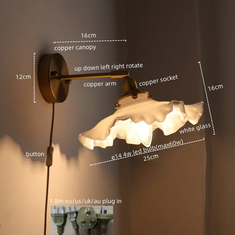 Afralia™ LED Copper Wall Light: Modern Nordic Interior Lamp for Bedroom, Bathroom, and Balcony