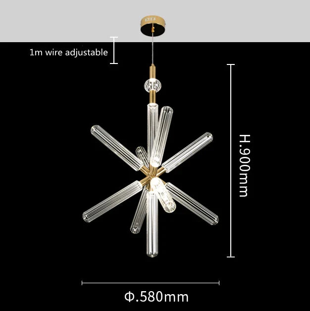 Afralia™ Glass Tubes Chandelier LED Pendant Lamp for Modern Luxury Lighting
