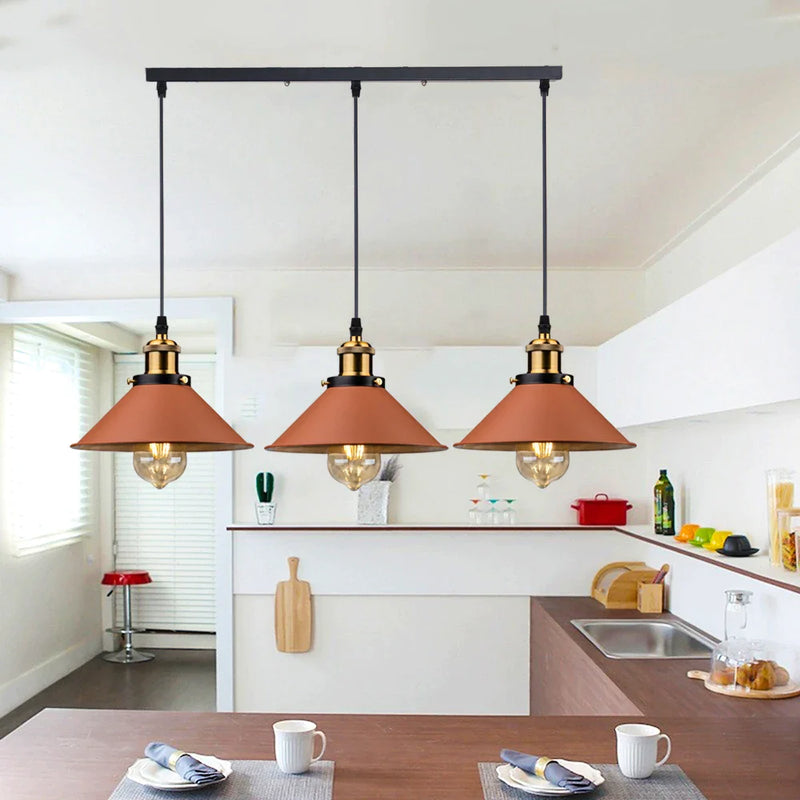 Afralia™ Industrial Farmhouse Brown Pendant Light for Kitchen Island, Barn, Dining Room