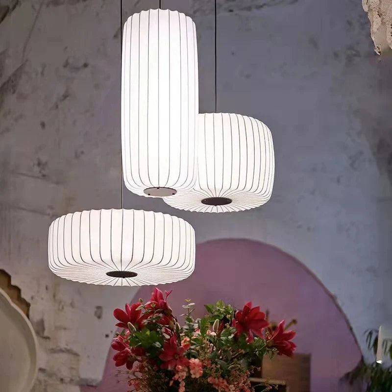 Afralia™ Japanese Style Cloth Pendant Light - Nordic Design for Living Room and Restaurant