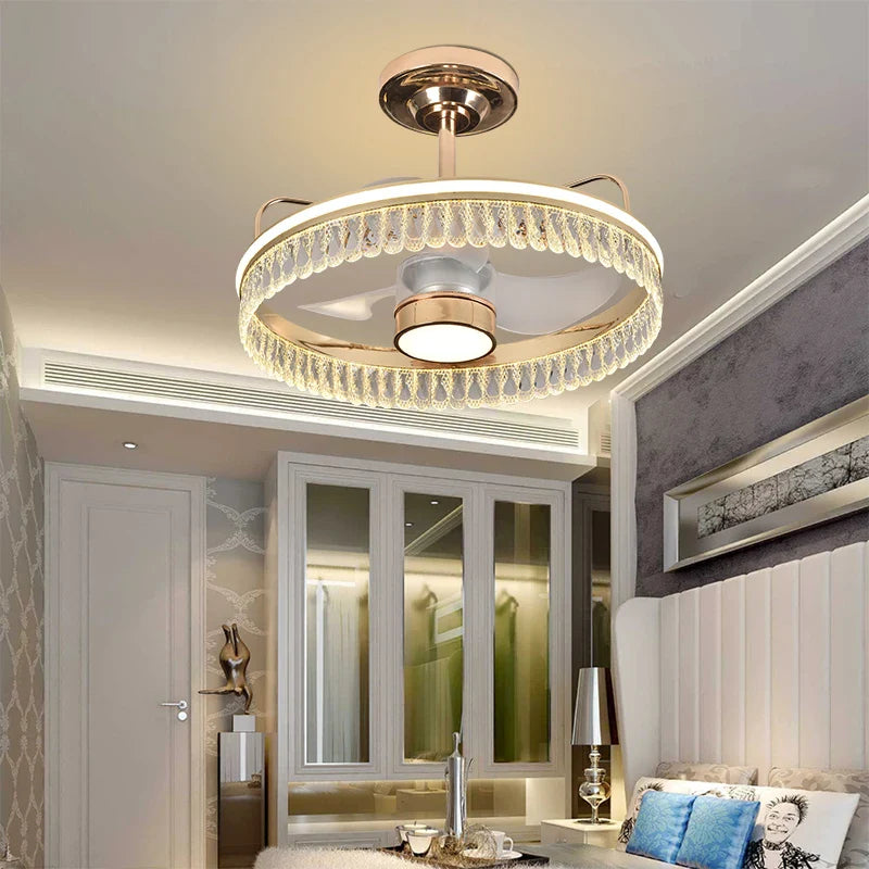 Afralia™ Black Gold LED Ceiling Fan Chandelier: Luxury Nordic Modern Design