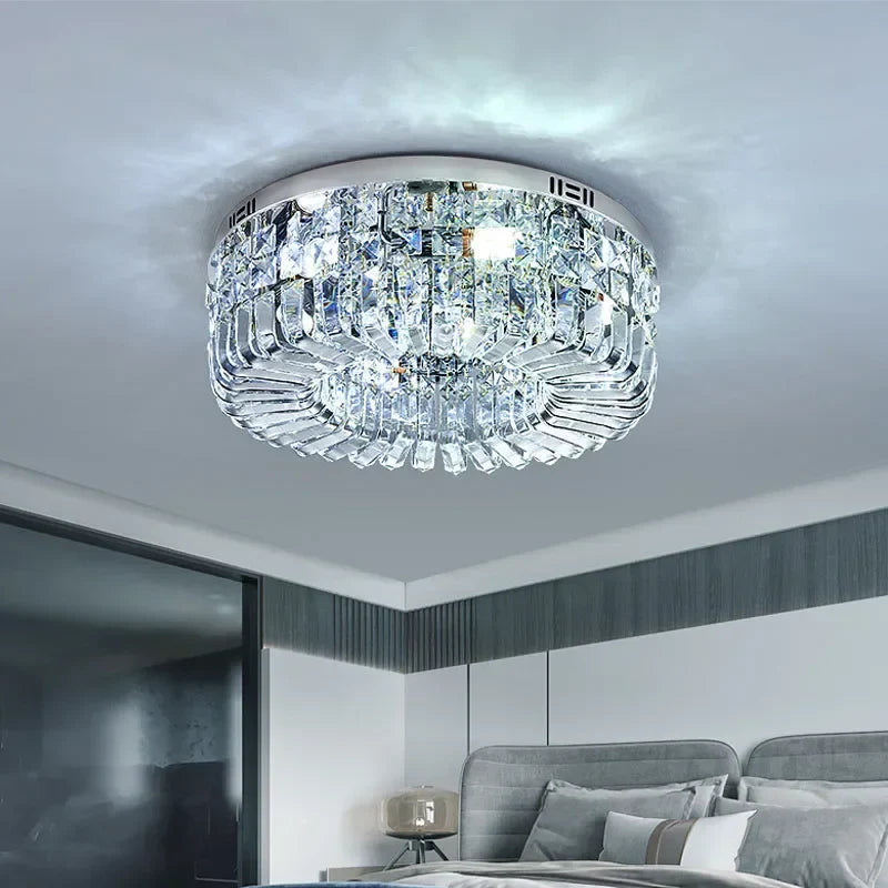 Afralia™ Crystal Ring LED Ceiling Lamp: Modern Luxury for Home Décor