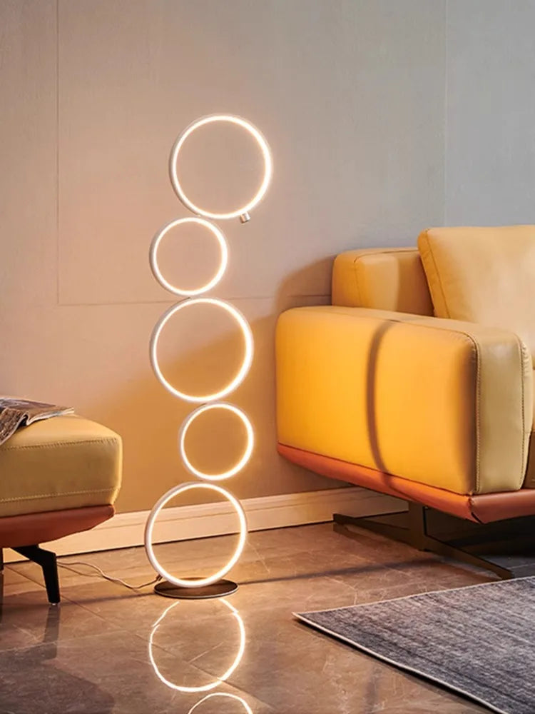 Afralia™ Modern Five-Ring LED Floor Lamp for Living Room and Bedroom