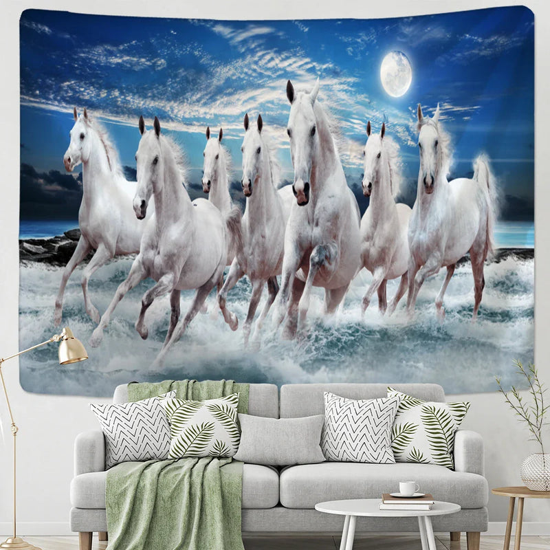 Afralia™ River Horses Tapestry Wall Hanging - Boho Aesthetic Room Decor