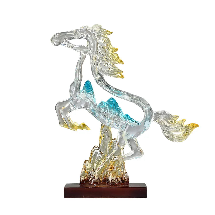 Afralia™ Crystal Horse Statue Abstract Colored Sculpture for Home Decoration