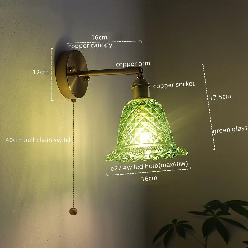 Afralia™ Copper Glass Nordic LED Wall Lights for Balcony Bedroom Mirror Bathroom