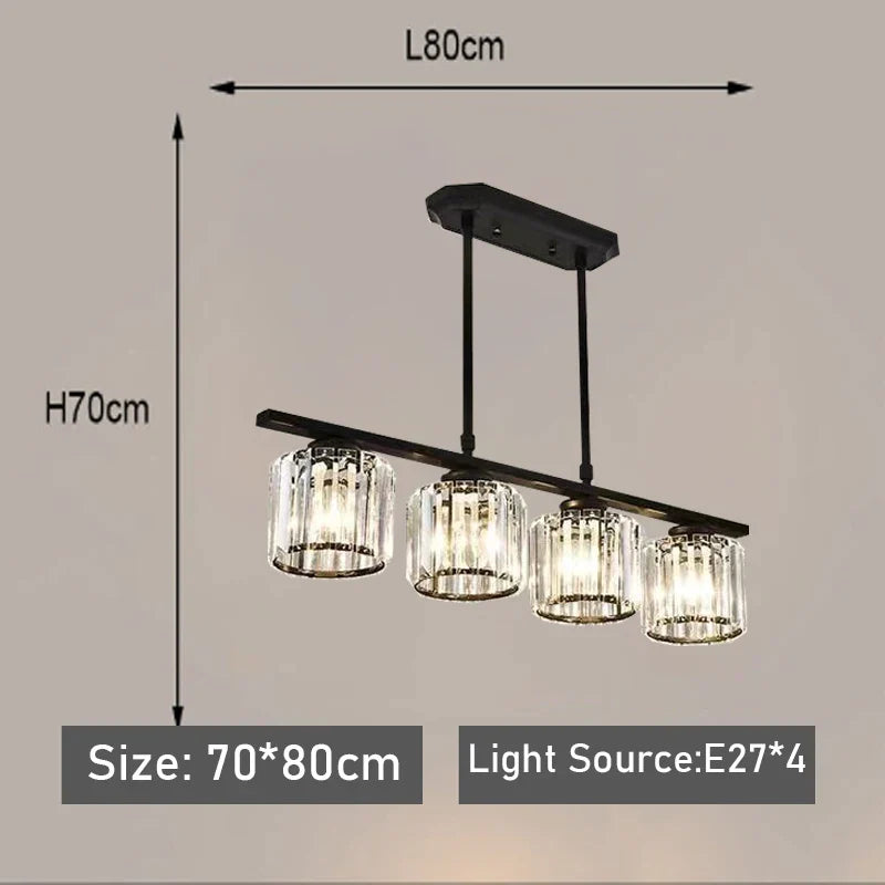 Afralia™ Nordic Modern Crystal Chandelier Three-Head Hanging Light for Living Room