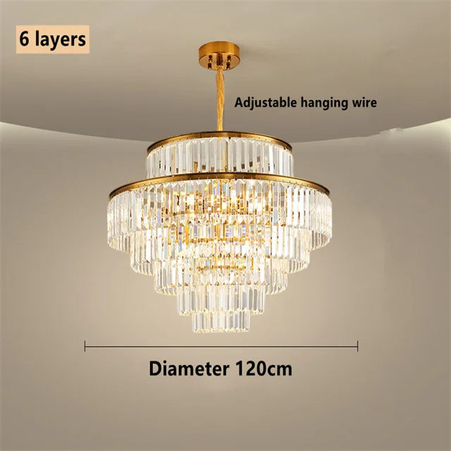 Afralia™ Crystal Luxury Chandelier: Modern 5-Layer LED Ceiling Lamp for Home Indoor Decor