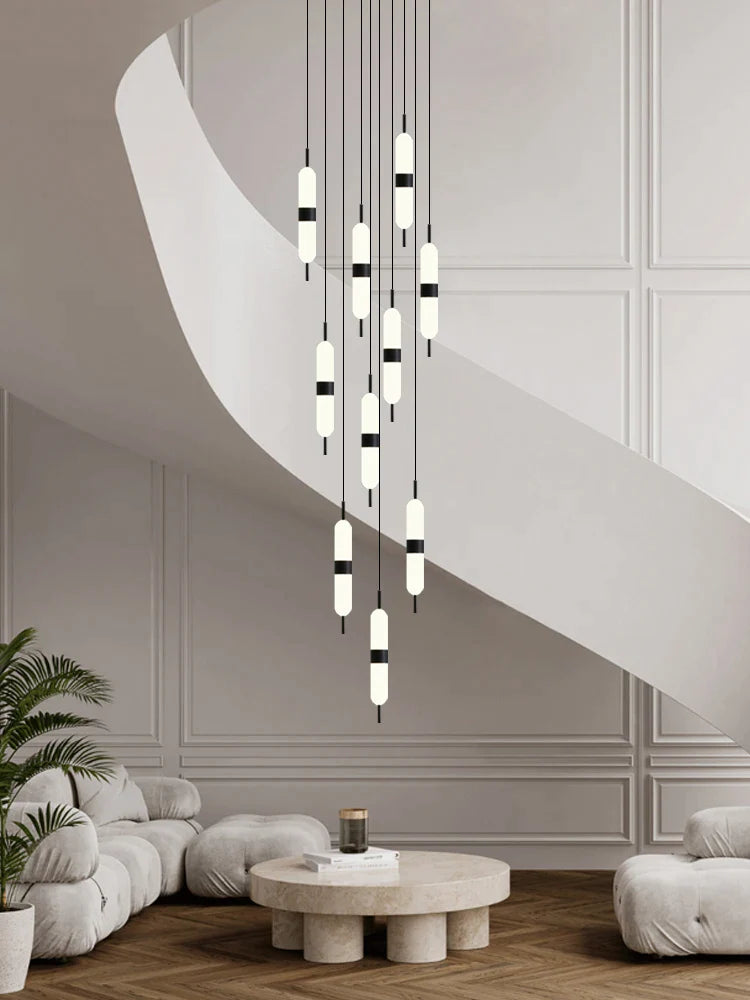 Afralia™ LED Staircase Chandelier Ceiling Living Room Lighting Decoration