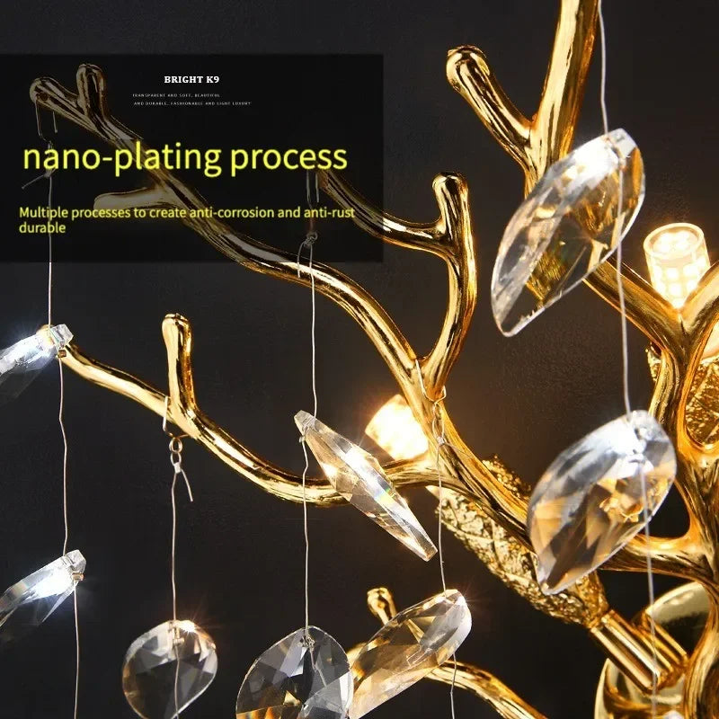 Afralia™ Luxury Gold Wall Sconce Crystal Decor LED Wall Light