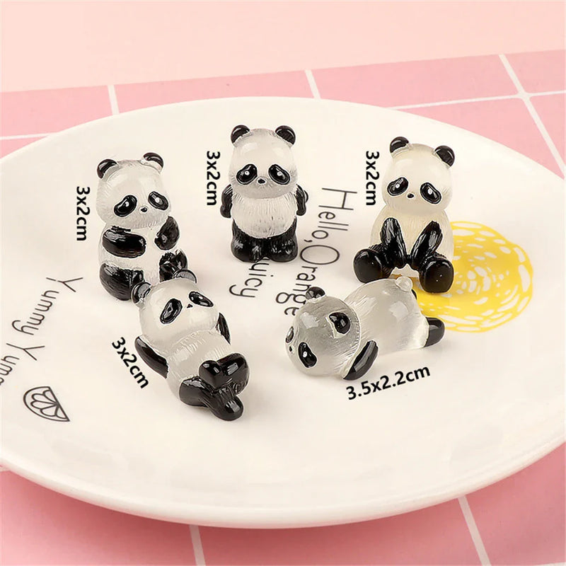 Afralia™ Panda Micro Landscape Figurines Set - Miniature Chinese Doll Ornaments for Flowerpot