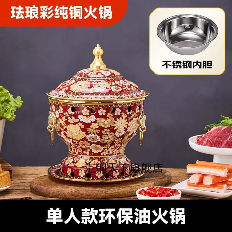 Afralia™ Enamel Copper Hot Pot for Eco-Friendly Cooking