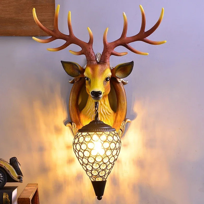 Afralia™ Modern LED Deer Head Wall Sconce Light for Luxury Living Room Décor