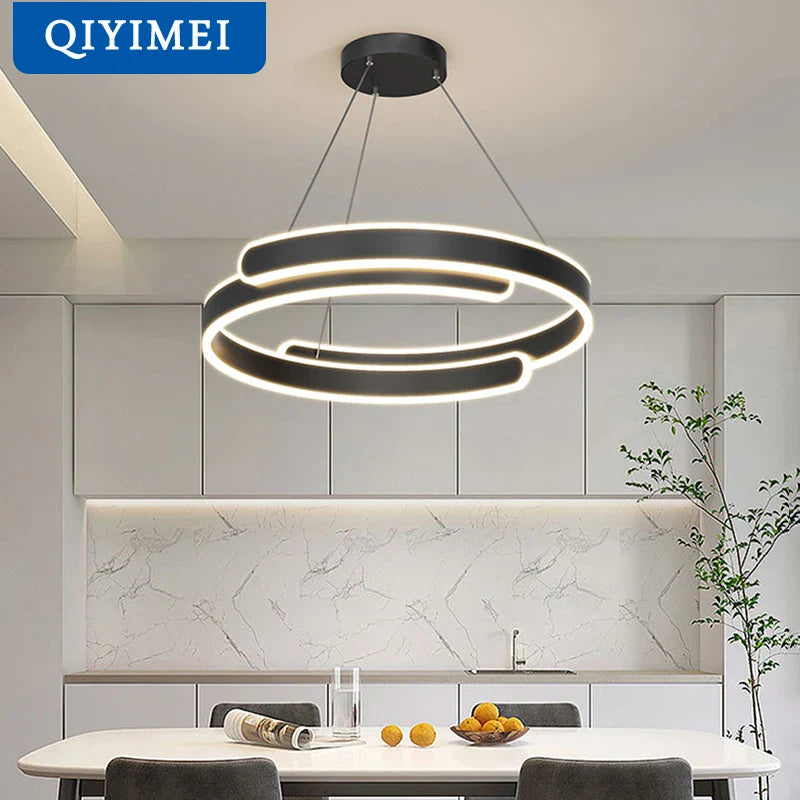 Afralia™ Modern LED Chandeliers | Black White Lights | Round Lamps