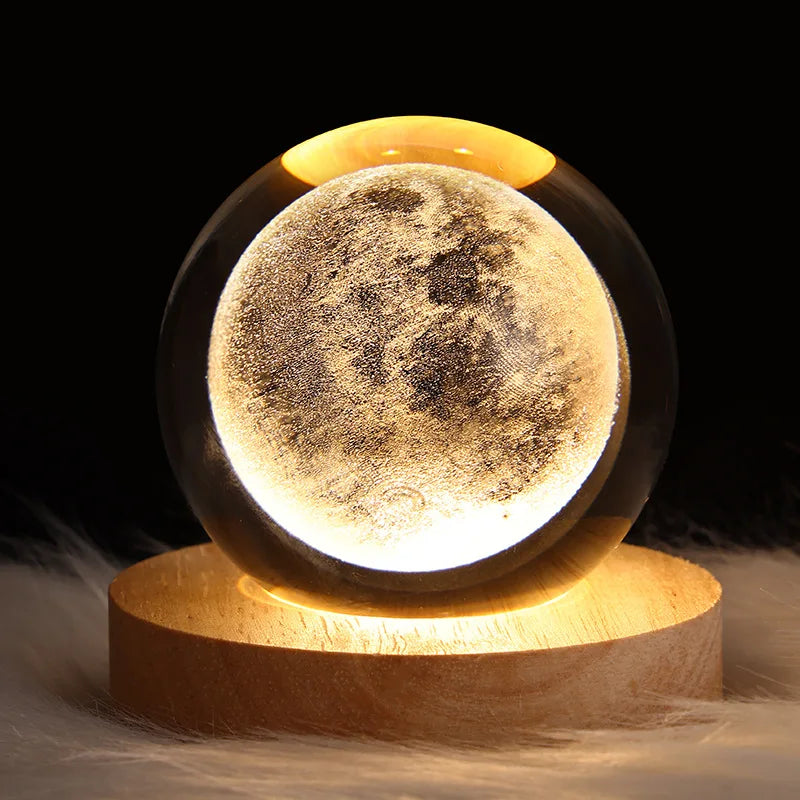 Afralia™ Astronaut Crystal Ball Night Light: USB Powered Warm Bedside Lamp, Perfect Christmas Gift