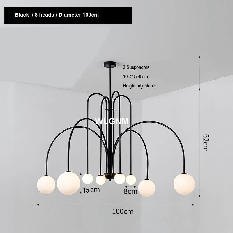 Afralia™ Glass Ball Chandelier: Modern Living Room Dining Kitchen Ceiling Light Fixtures