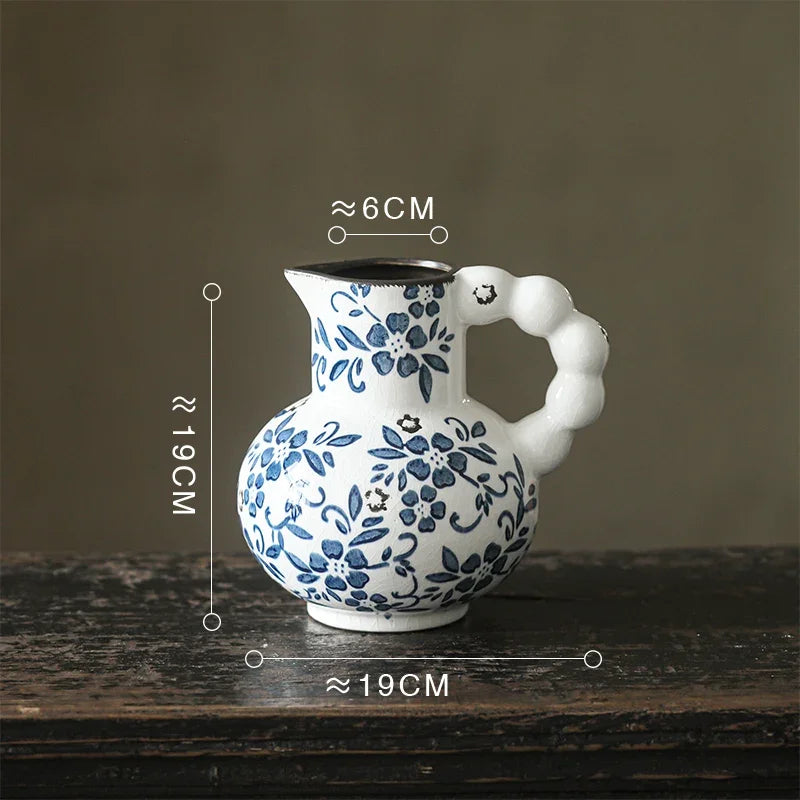 Afralia™ Blue White Porcelain Vase Hydroponic Ceramic Flower Pot Room Decor