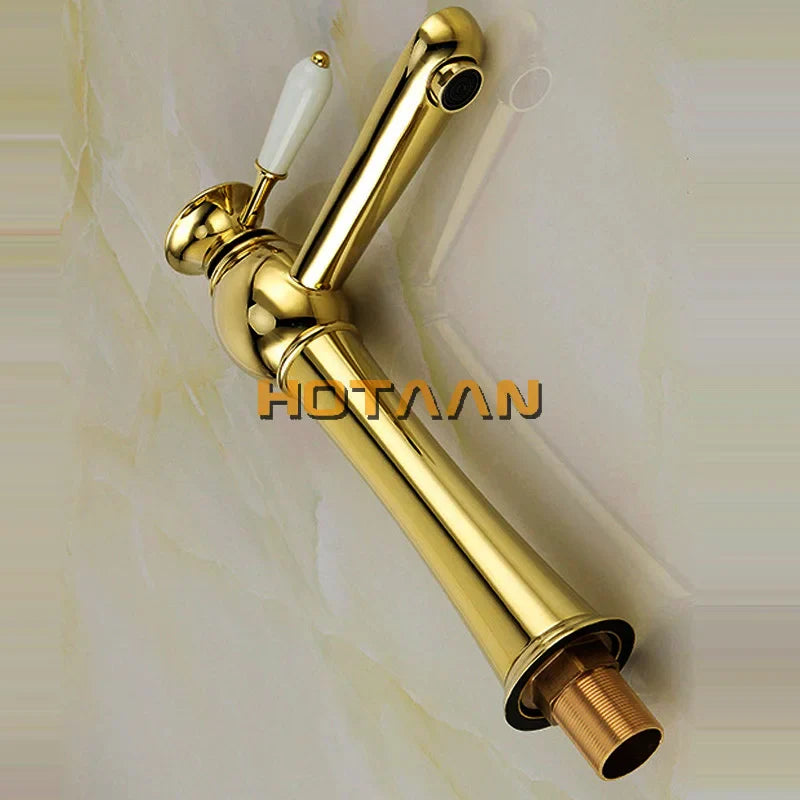 Afralia™ Gold Basin Faucet with Ceramic Mixer Tap - Bathroom Torneiras Para Banheiro