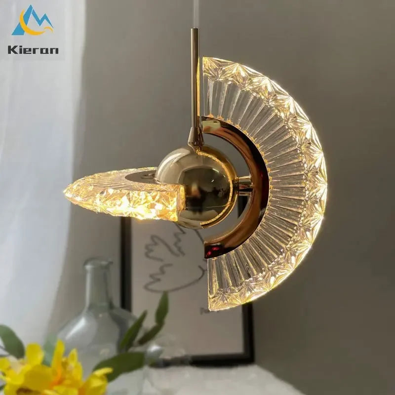 Afralia™ Crystal Spaceship LED Chandelier Pendant Light for Bedroom Study Dining Room Living Room Decor