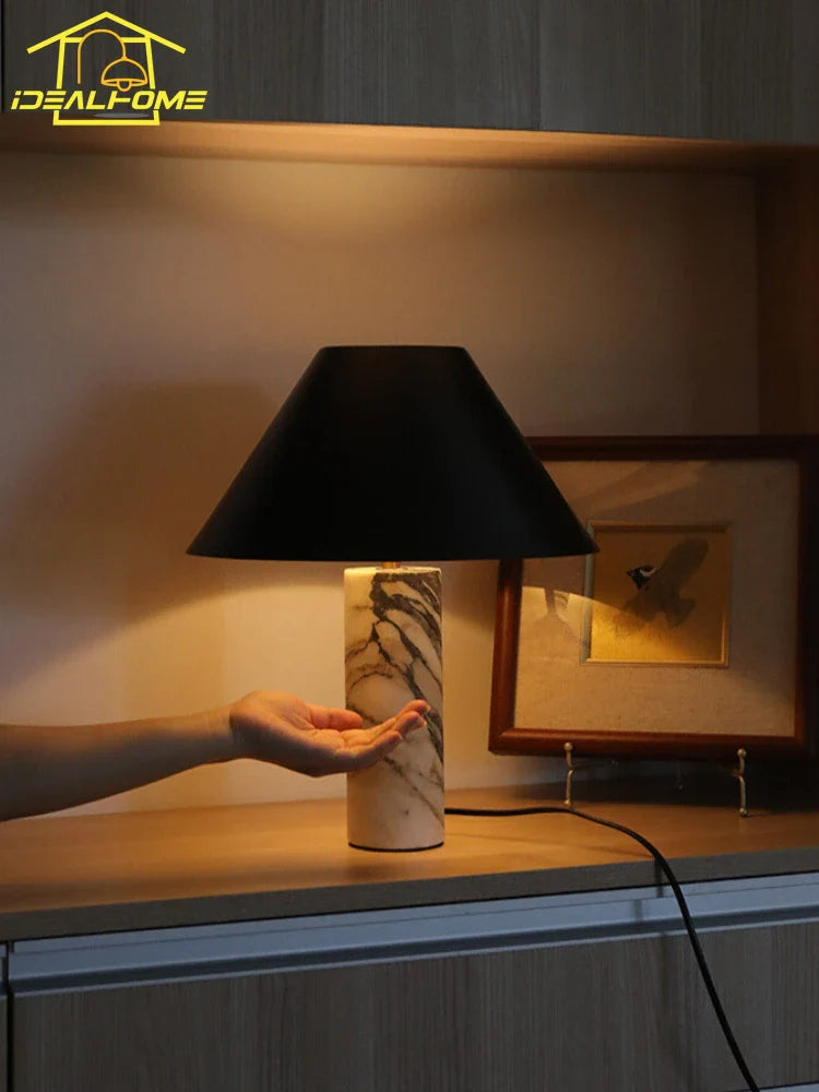 Afralia™ Marble Table Lamp LED E27 Minimalist Desk Light Bedroom Study Studio