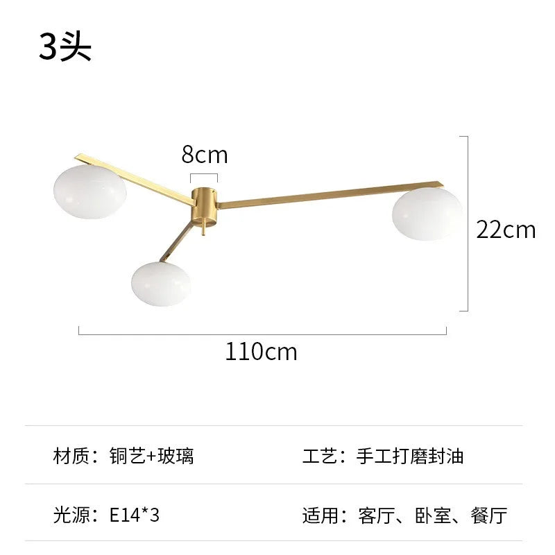 Afralia™ Black/Gold Lustre Copper Ceiling LED Modern Light Fixture for Living Room/Kitchen/Balcony