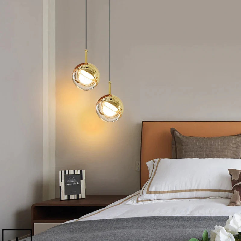 Afralia™ Nordic Rose Gold Crystal Ball Pendant Light for Stylish Living Spaces