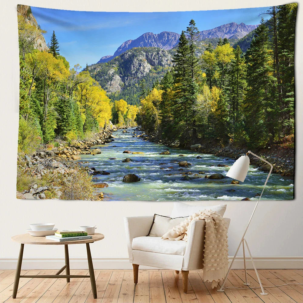Afralia™ Peaks Forest Tapestry Wall Hanging for Bohemian Minimalist Room Decor