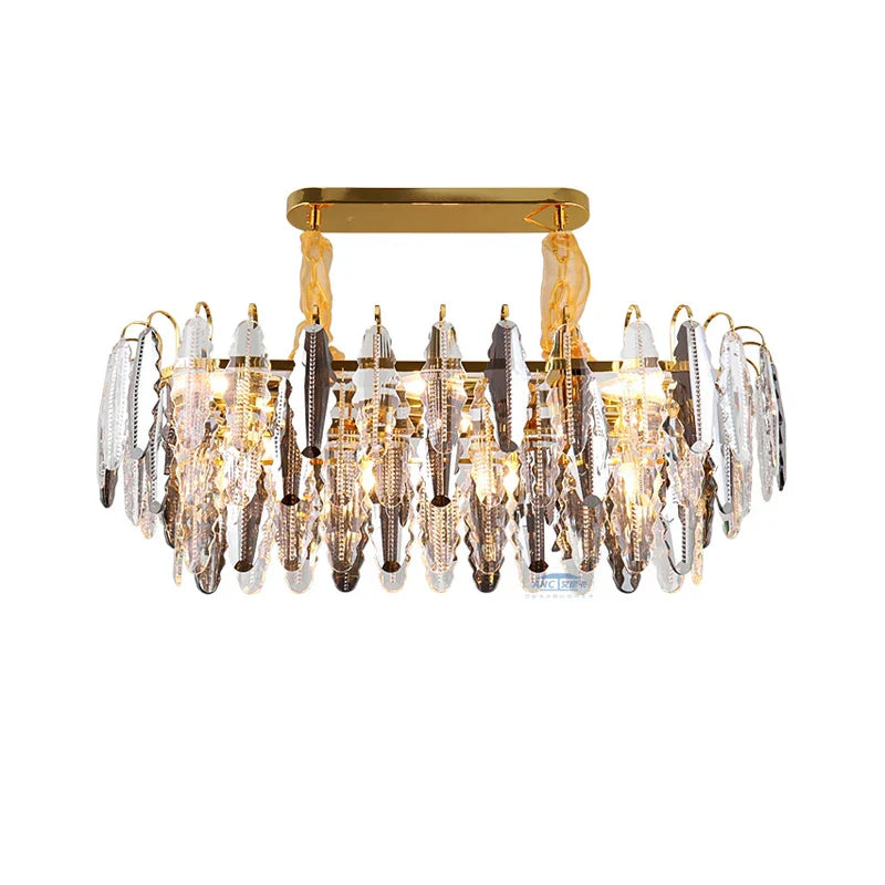 Afralia™ Gold Crystal Chandelier Lighting for Living Room