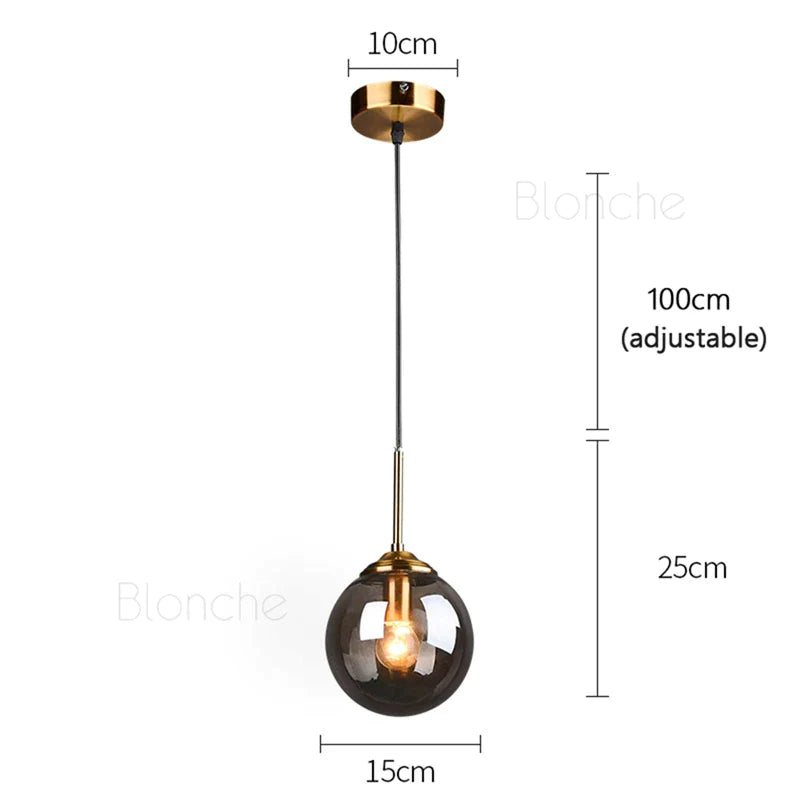 Afralia™ Glass Ball Pendant Lights - 15cm Modern Gold Hanging Lamps for Home Decor