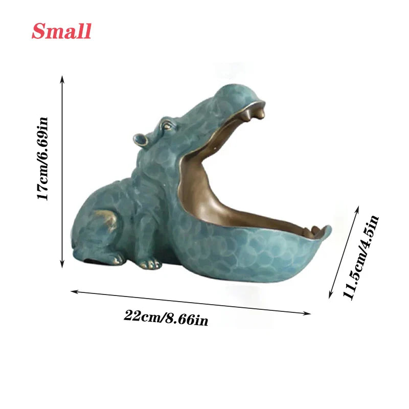 Afralia™ Hippo Statue Candy Storage Figurine Ornaments Home Decor Gift