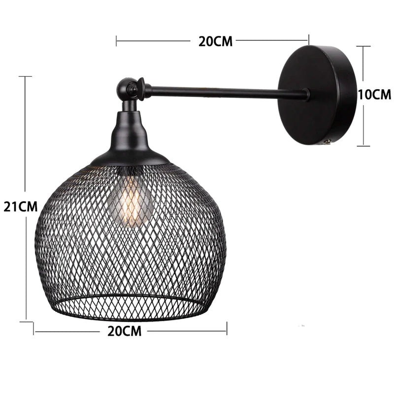 Afralia™ Vintage Black Cage Wall Sconce: Rustic Adjustable Wall Lamp for Bedroom & Living Room