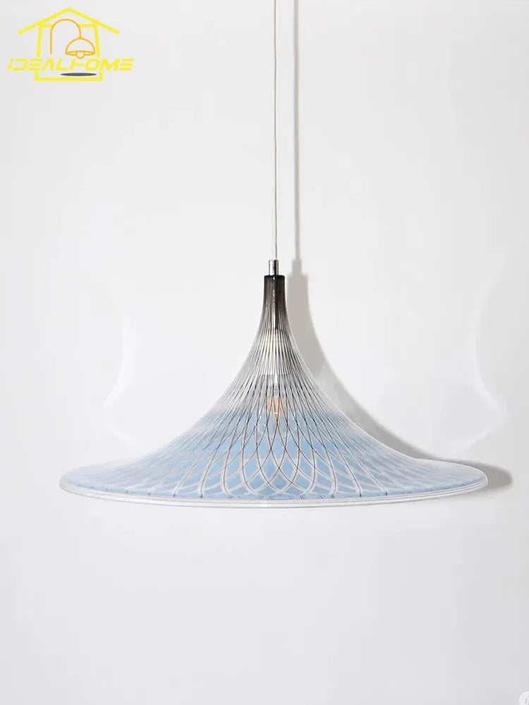 Afralia™ Medieval Horn Pendant Light Blue Acrylic LED Hanging Lamp for Living/Dining Room