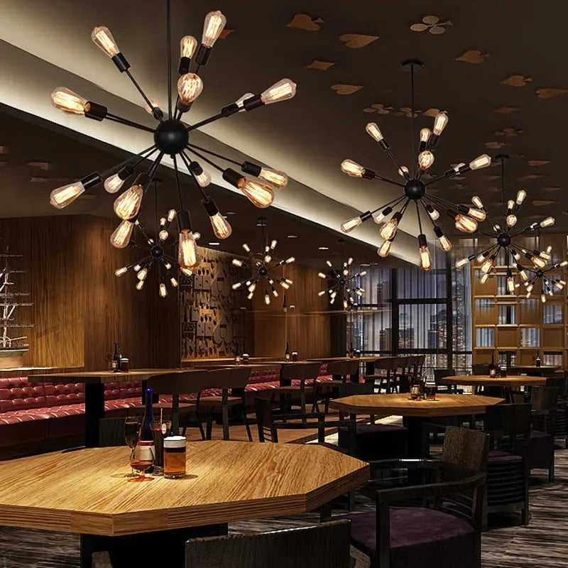 Afralia™ Retro Spider Iron Chandelier: Adjustable, Rotatable, Industrial Living Room Lighting