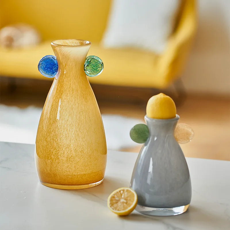 Afralia™ Geometric Glass Vase - Colorful Home Decor Accent