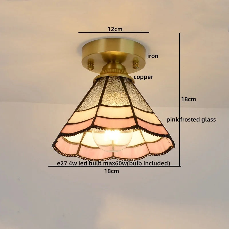 Afralia™ Modern Glass Copper LED Ceiling Light Fixture for Balcony, Living Room, Porch.