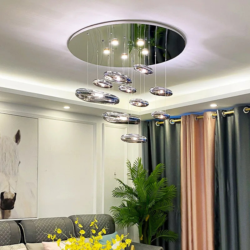 Afralia™ Modern Cobblestone LED Ceiling Chandelier for Living Room Bedroom Dining Home Décor