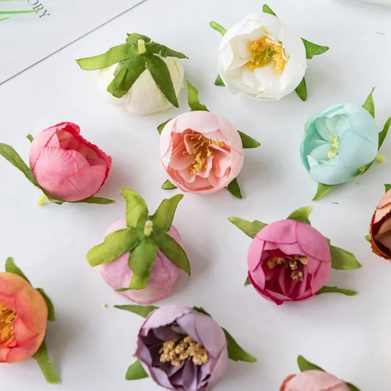 Afralia™ Silk Rose Head Tea Bud Flower for Wedding Home Christmas DIY Decoration